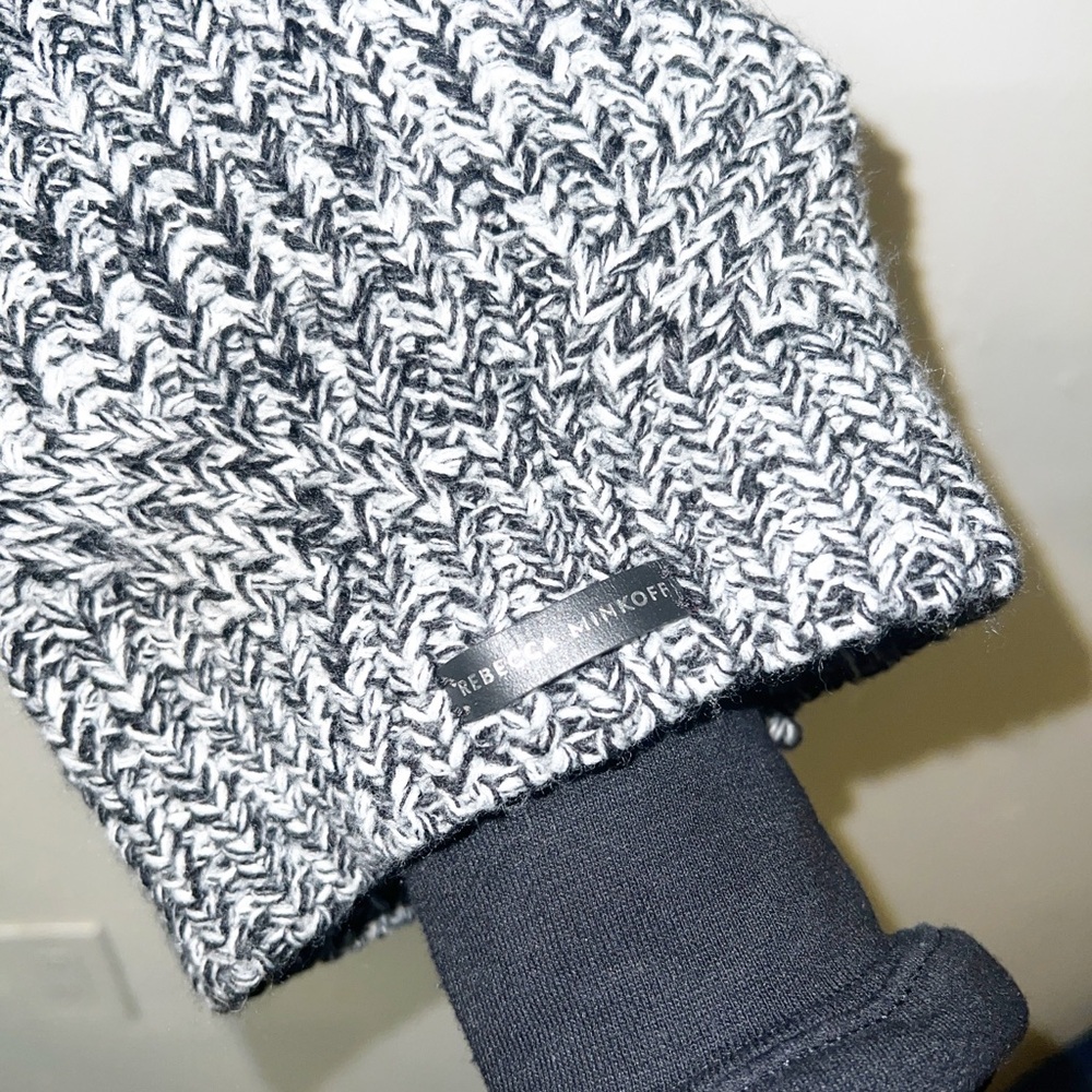 Rebecca minkoff black and white knit pom pom women’s acrylic beanie - Picture 3 of 7